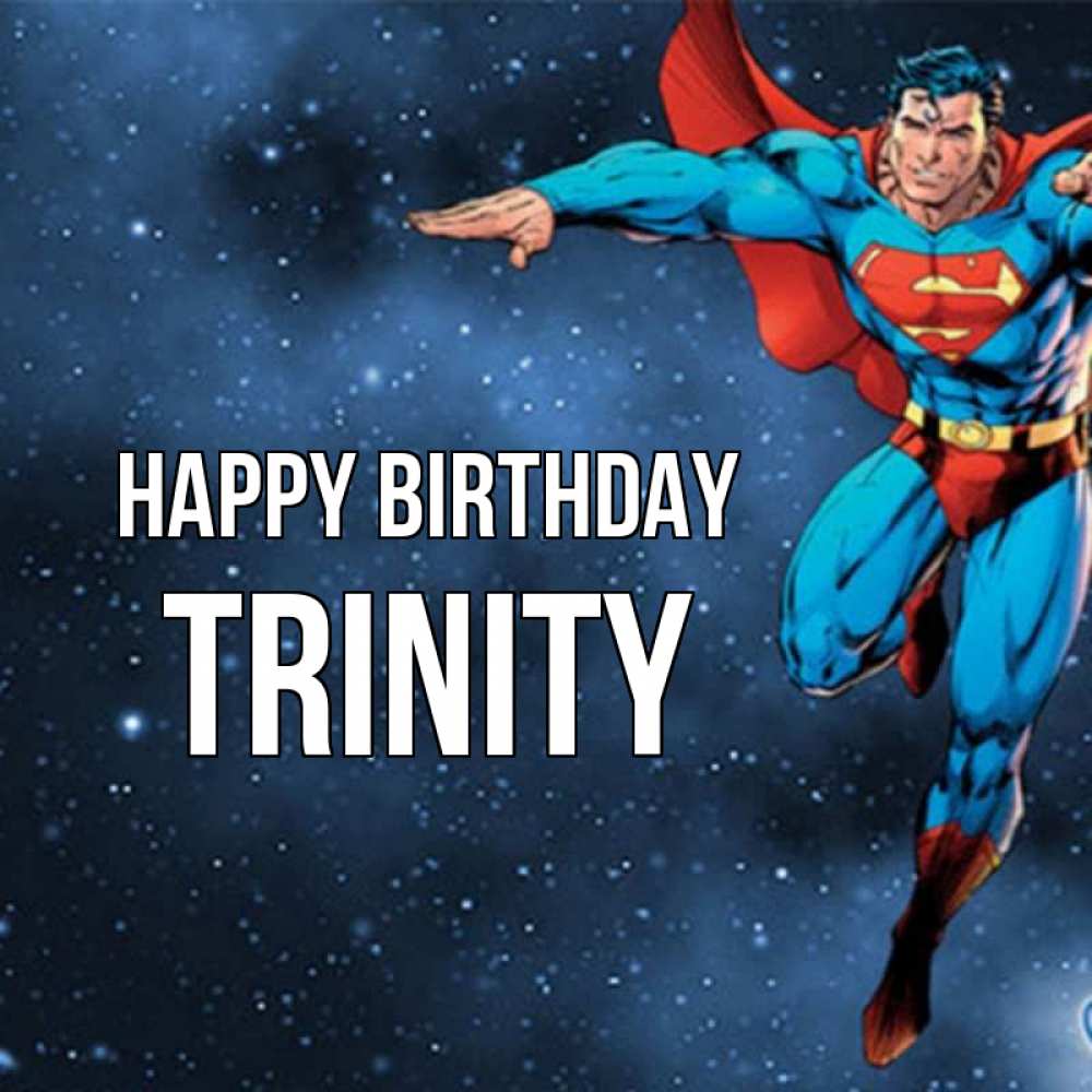 Greetings card с именем, Trinity Happy Birthday супергерой Greetings with text for free download 
