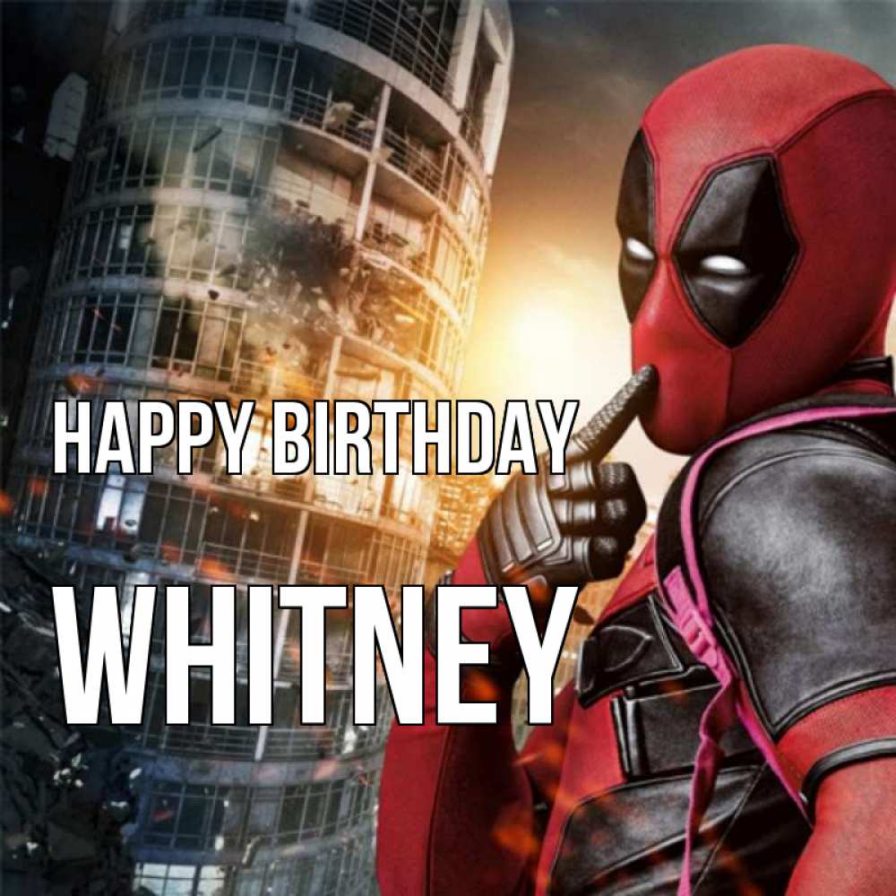 Greetings card с именем, Whitney Happy Birthday с супергероями Greetings with text for free download 