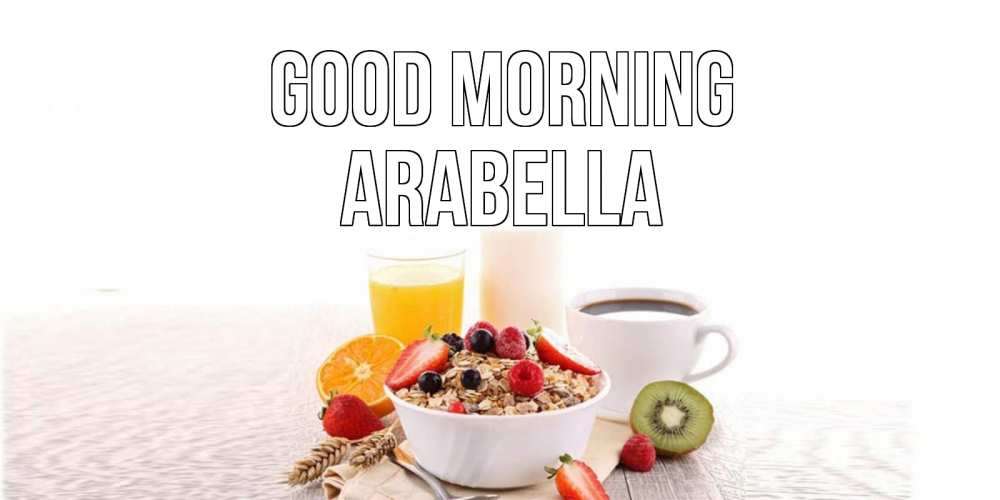 Greetings card с именем, Arabella Good morning открытка с пожеланием добрейшего утречка Greetings with text for free download 
