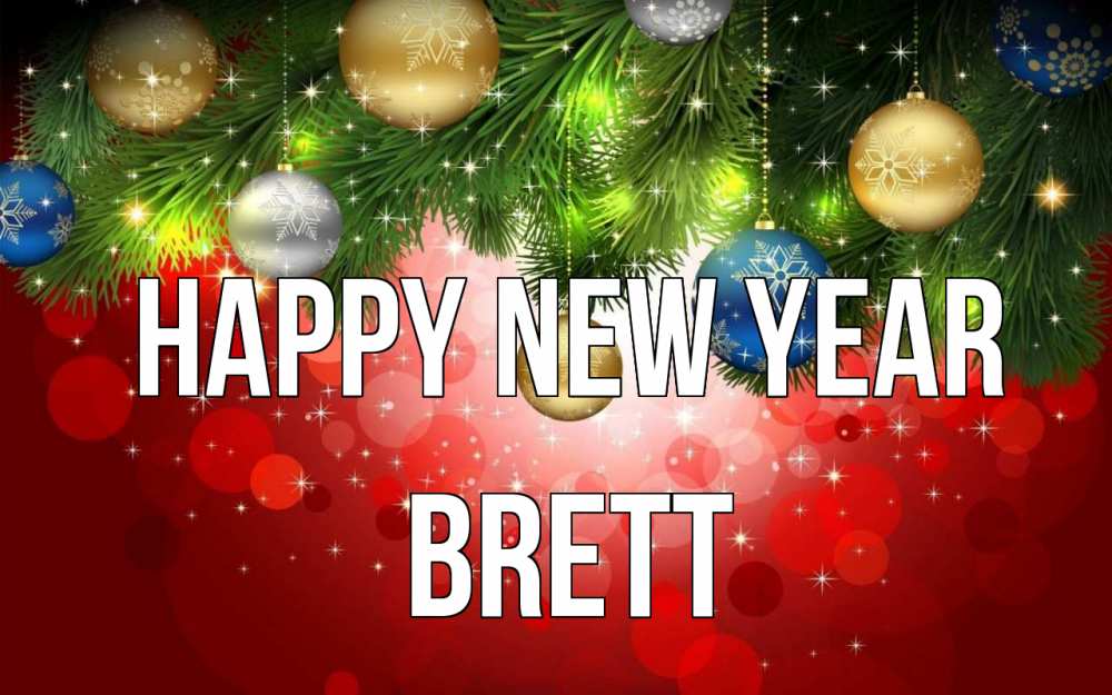 Greetings card с именем, Brett Happy New Year новый год Greetings with text for free download 