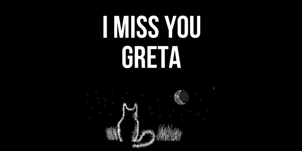 Greetings card с именем, Greta I miss you кот Greetings with text for free download 