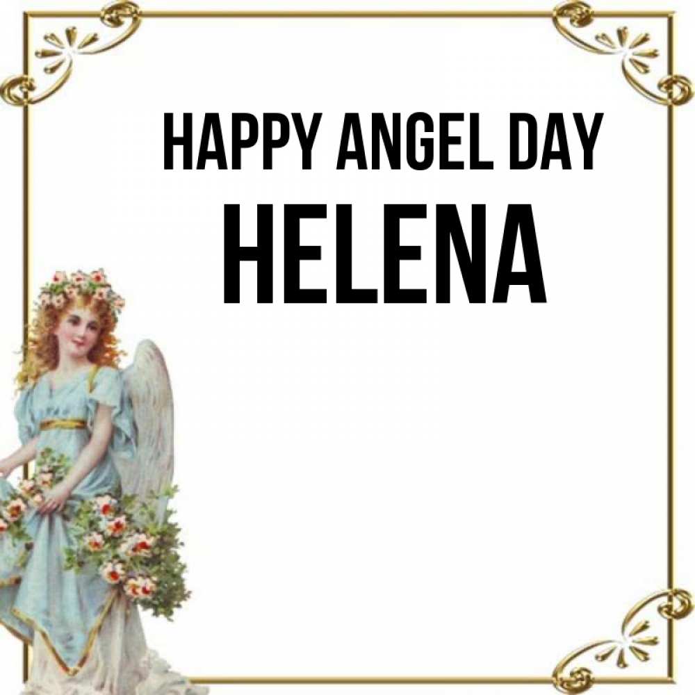 Greetings card с именем, Helena happy angel day с именинами от девушки ангела Greetings with text for free download 