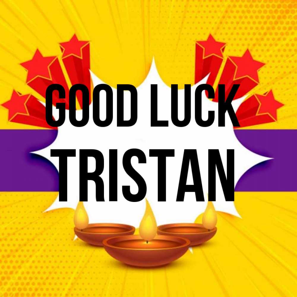 Greetings card с именем, Tristan Good luck векторное изображение Greetings with text for free download 