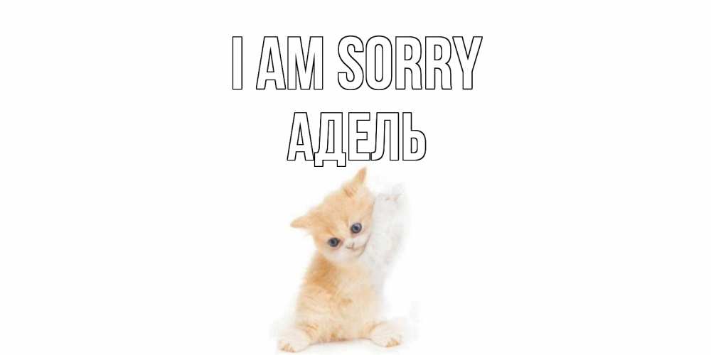 Greetings card с именем, Адель I am sorry кот Greetings with text for free download 