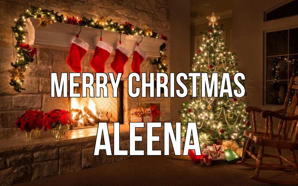 Greetings card с именем, Aleena Merry Christmas рождество Greetings with text for free download 