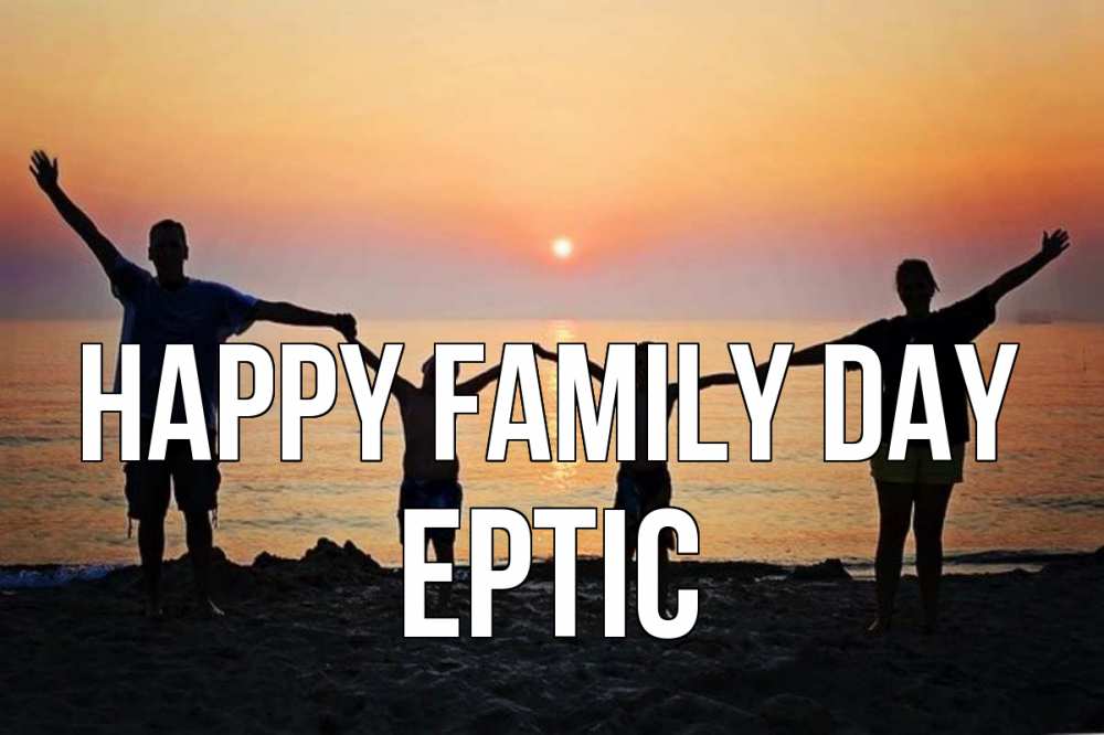 Greetings card с именем, Ертіс happy family day мама, папа, дети, дочка,сын, море, пляж, закат Greetings with text for free download 