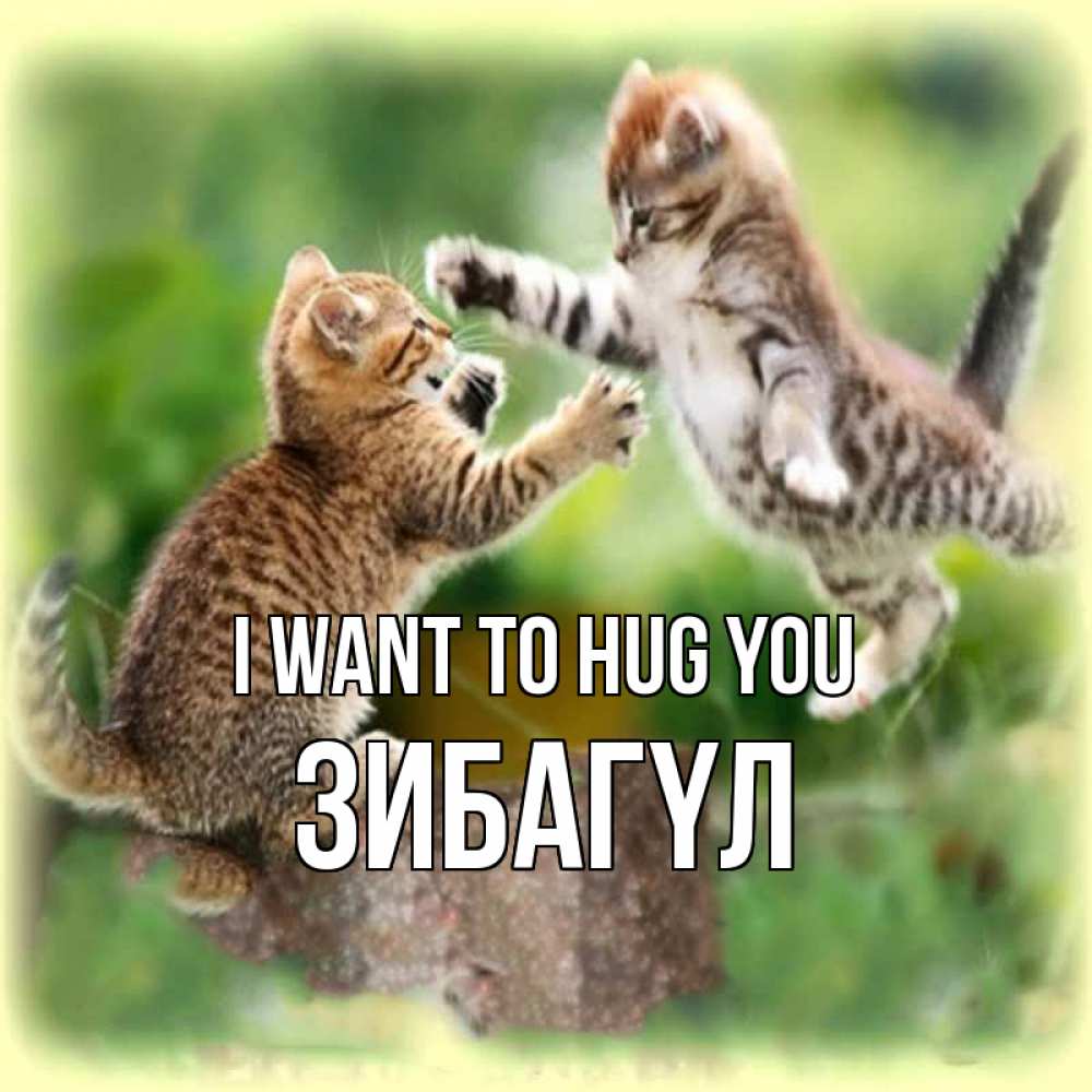 Greetings card с именем, ЗИБАГҮЛ I want to hug you игры котят Greetings with text for free download 