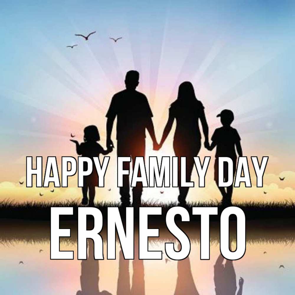 Greetings card с именем, Ernesto happy family day сын, дочка, мама, папа, море , закат Greetings with text for free download 