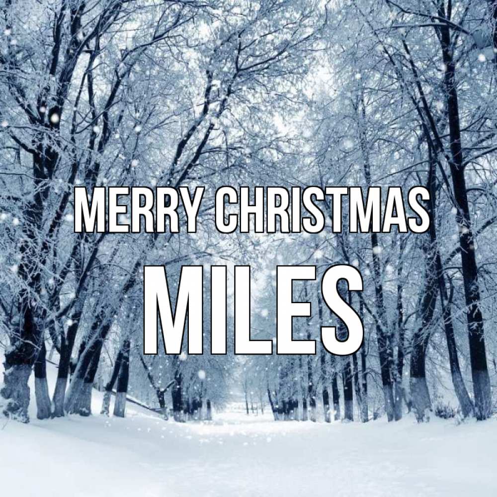 Greetings card с именем, Miles Merry Christmas снег, лес, парк Greetings with text for free download 