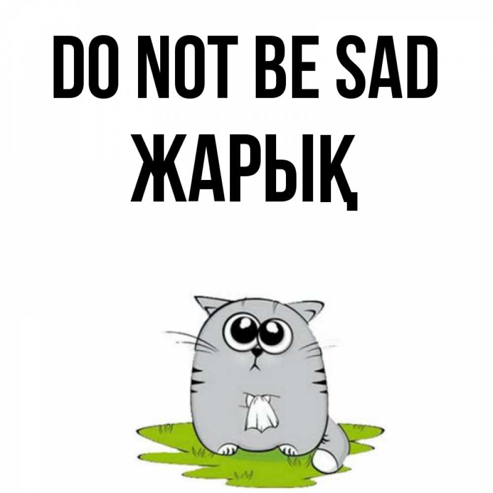 Greetings card с именем, Жарық Do not be sad грустный котяра Greetings with text for free download 