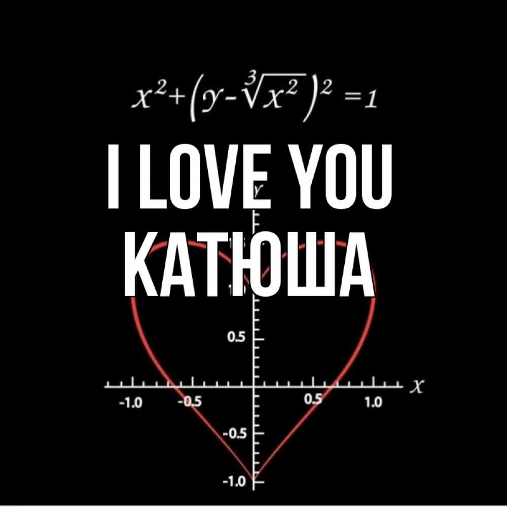 Greetings card с именем, Катюша I love you сердечная формула Greetings with text for free download 