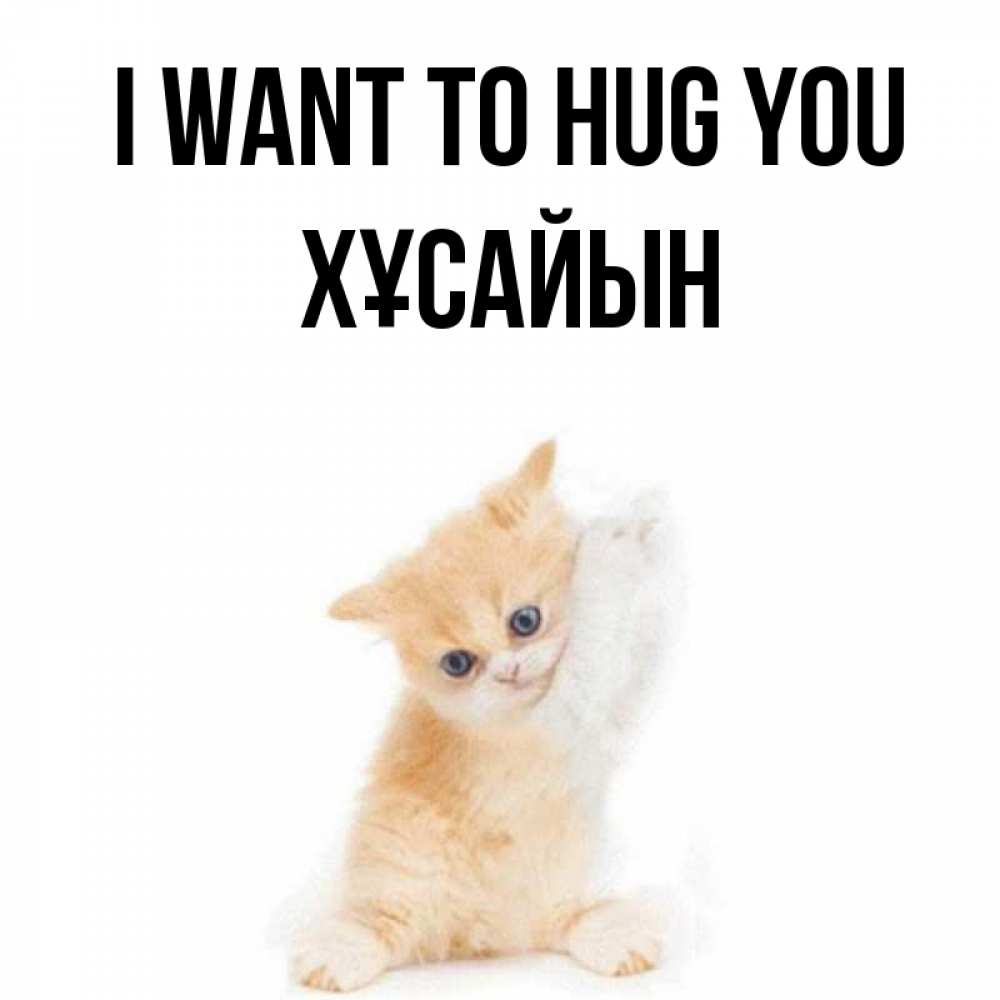 Greetings card с именем, ХҰСАЙЫН I want to hug you я хочу очень скорее обнимаешек Greetings with text for free download 