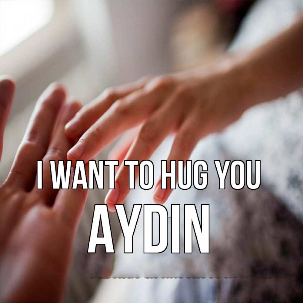 Greetings card с именем, Aydin I want to hug you прикосновение Greetings with text for free download 