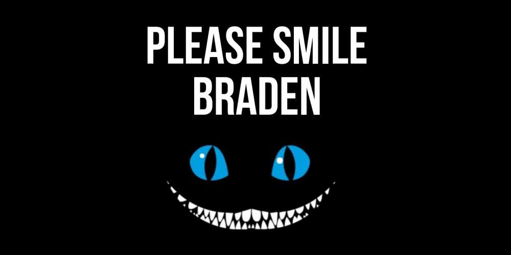 Greetings card с именем, Braden Please smile кот улыбается Greetings with text for free download 