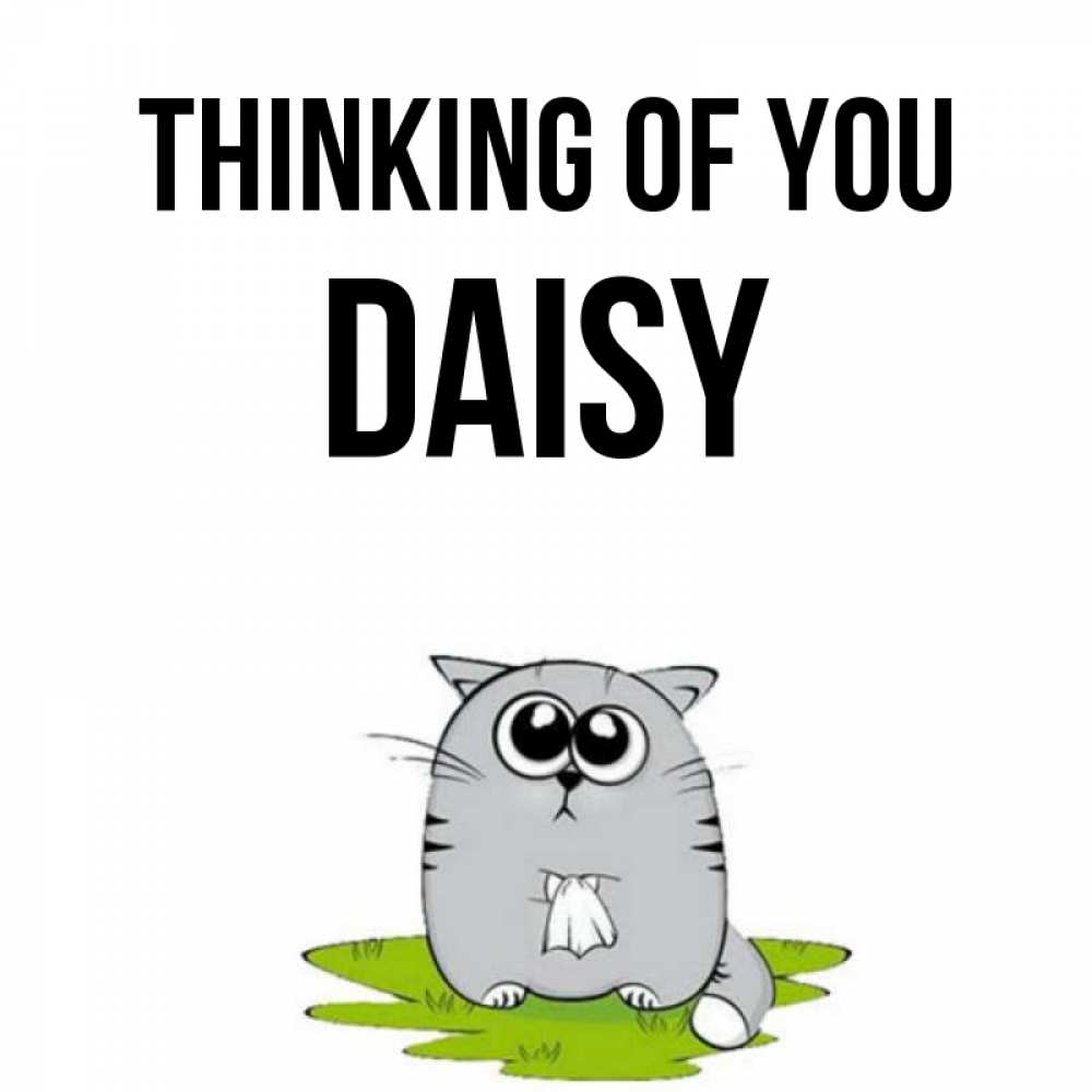 Greetings card с именем, Daisy Thinking of you тоска с платочком Greetings with text for free download 
