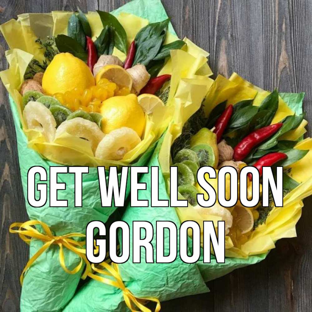 Greetings card с именем, Gordon Get well soon для скорейшего выздоровления Greetings with text for free download 