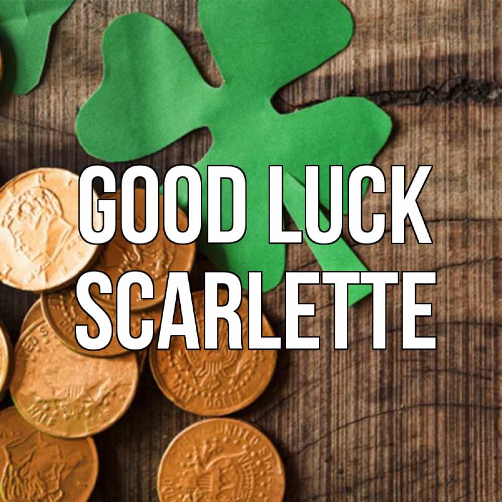 Greetings card с именем, Scarlette Good luck деревянный фон Greetings with text for free download 