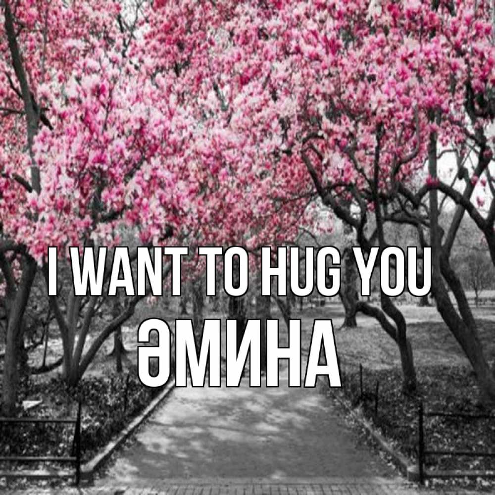 Greetings card с именем, ӘМИНА I want to hug you обработанное фото Greetings with text for free download 