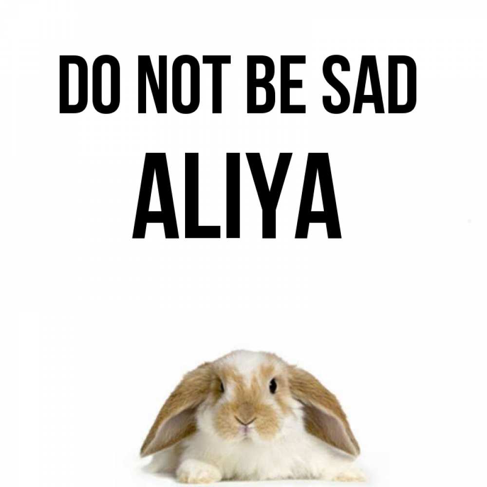 Greetings card с именем, Aliya Do not be sad коричнево белый заяц с большими ушками Greetings with text for free download 