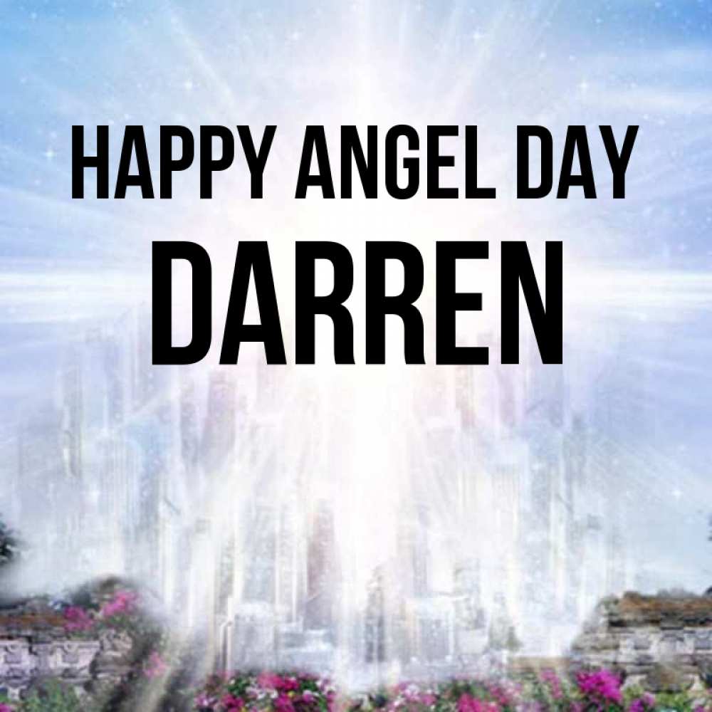 Greetings card с именем, Darren happy angel day небесный свет Greetings with text for free download 