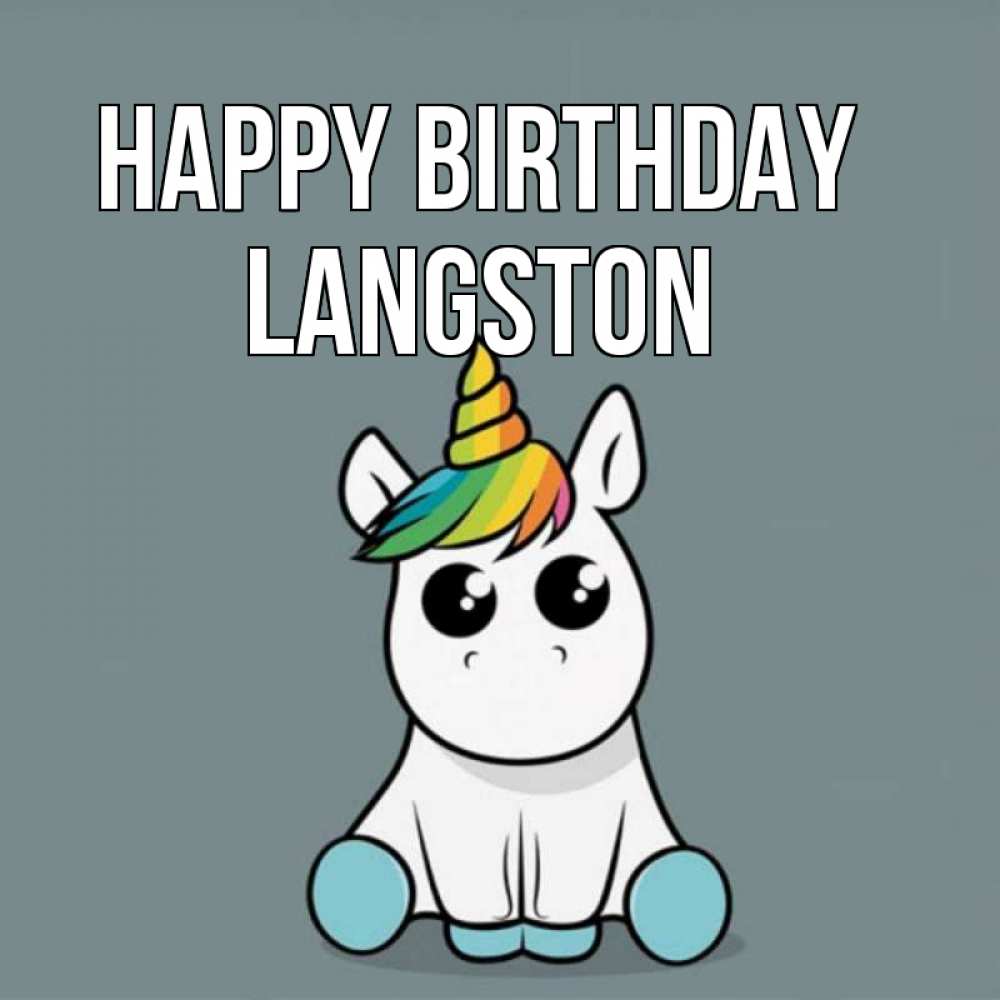 Greetings card с именем, Langston Happy Birthday пони Greetings with text for free download 