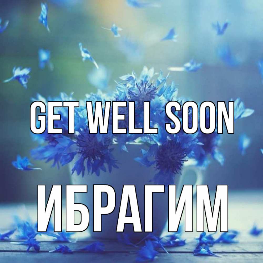 Greetings card с именем, Ибрагим Get well soon кружка с зельем и цветами Greetings with text for free download 