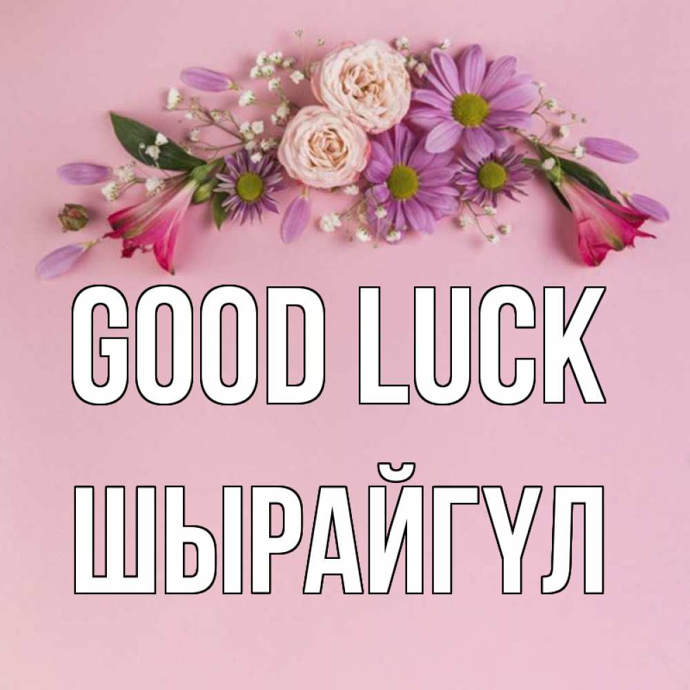 Greetings card с именем, ШЫРАЙГҮЛ Good luck розовый фон Greetings with text for free download 