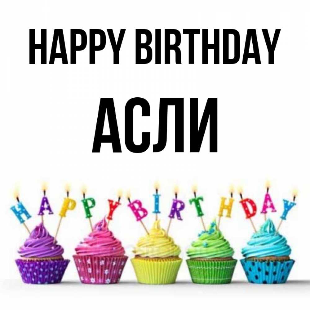 Greetings card с именем, АСЛИ Happy Birthday открытка ко дню рождения с разноцветными вкусняшками Greetings with text for free download 