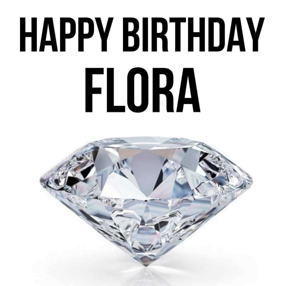 Greetings card с именем, Flora Happy Birthday к пожеланием быть богатым Greetings with text for free download 