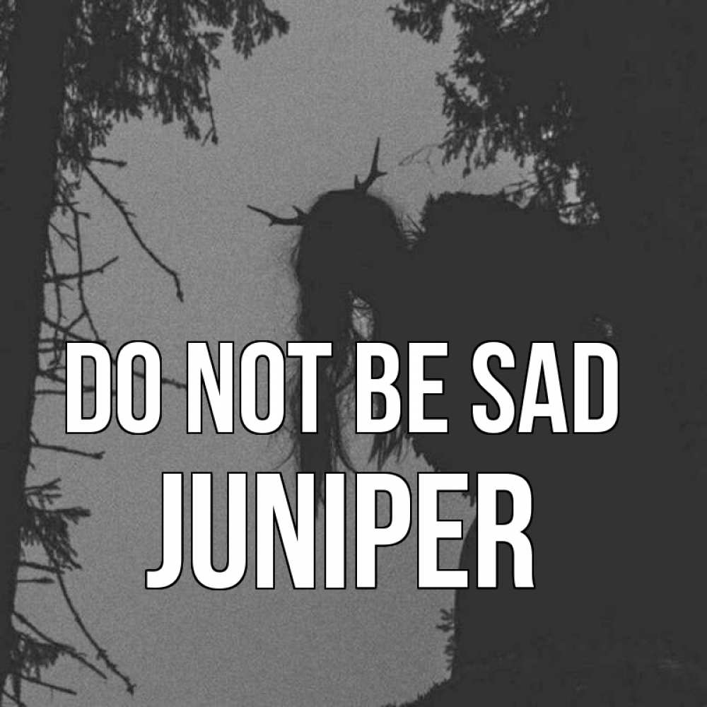 Greetings card с именем, Juniper Do not be sad чудище лесное Greetings with text for free download 