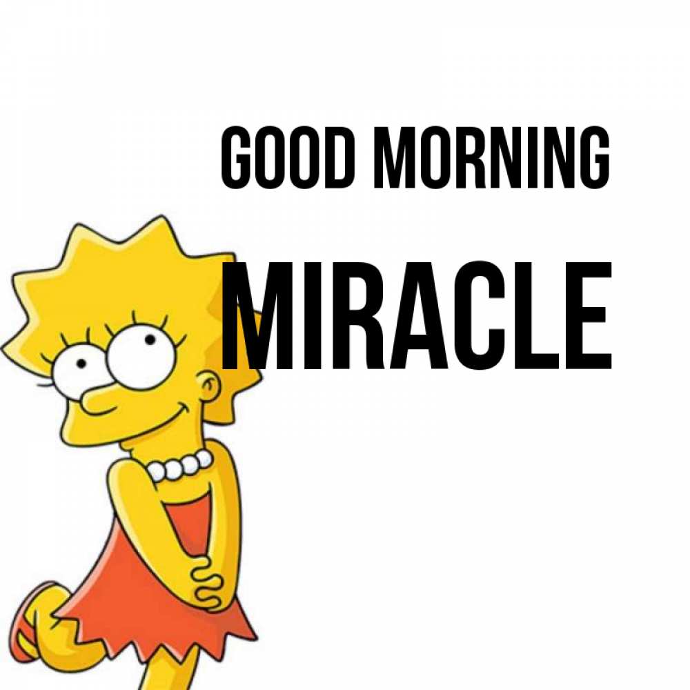 Greetings card с именем, Miracle Good morning в платье и ожерелье Greetings with text for free download 