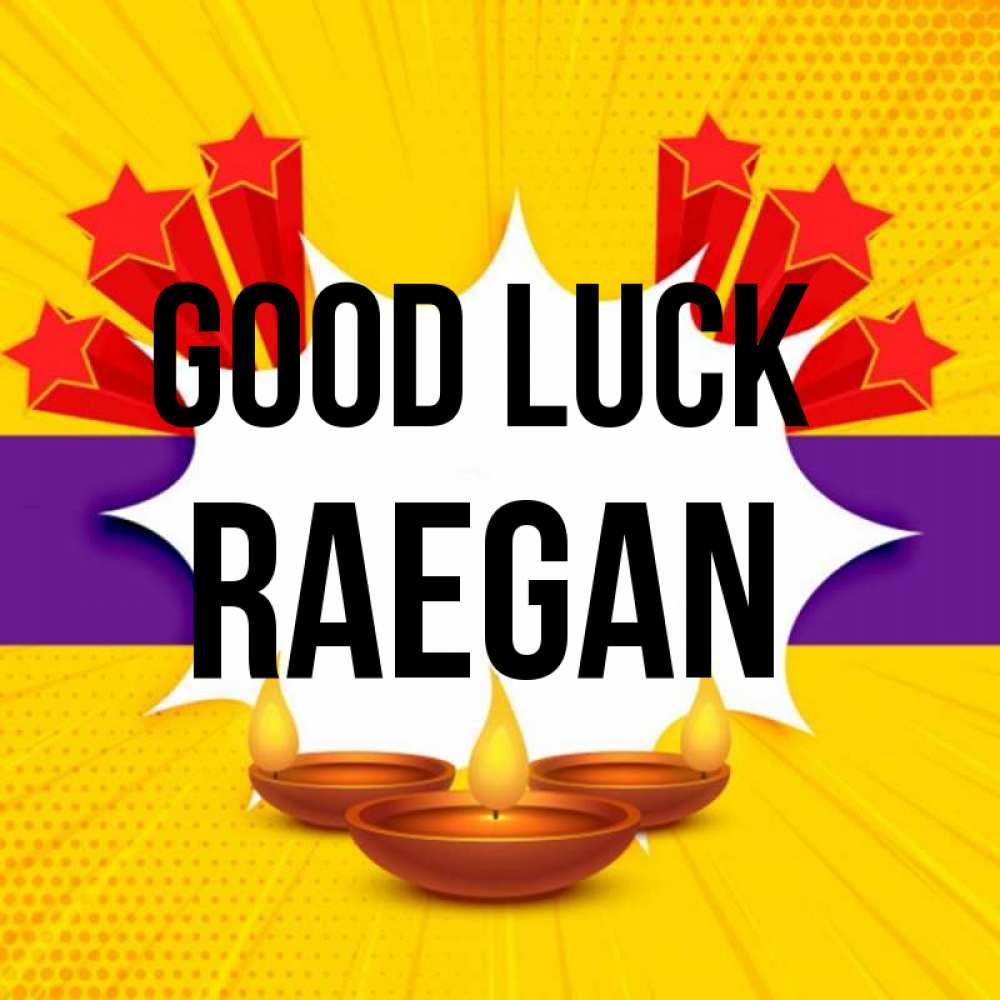 Greetings card с именем, Raegan Good luck векторное изображение Greetings with text for free download 