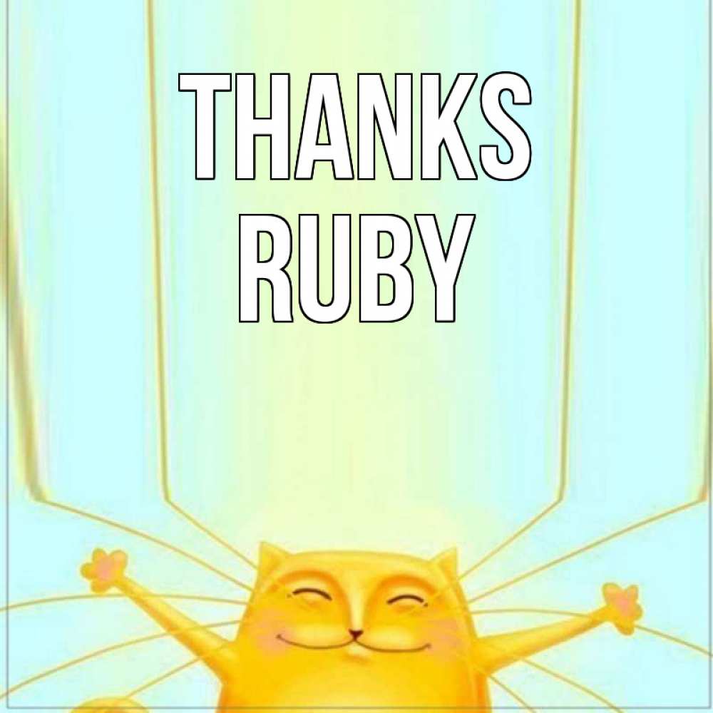 Greetings card с именем, Ruby Thanks кот с усами благодарит Greetings with text for free download 