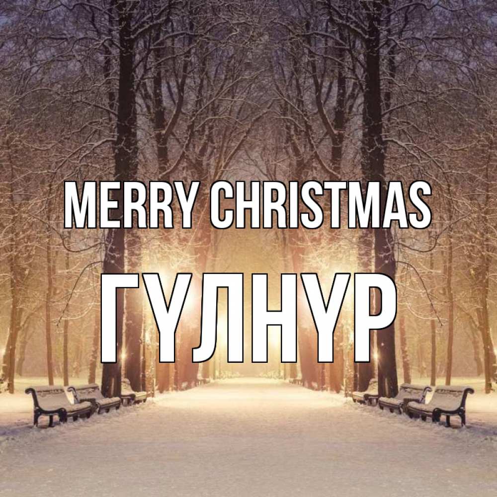 Greetings card с именем, ГҮЛНҮР Merry Christmas зима, парк, фонарь, лес Greetings with text for free download 