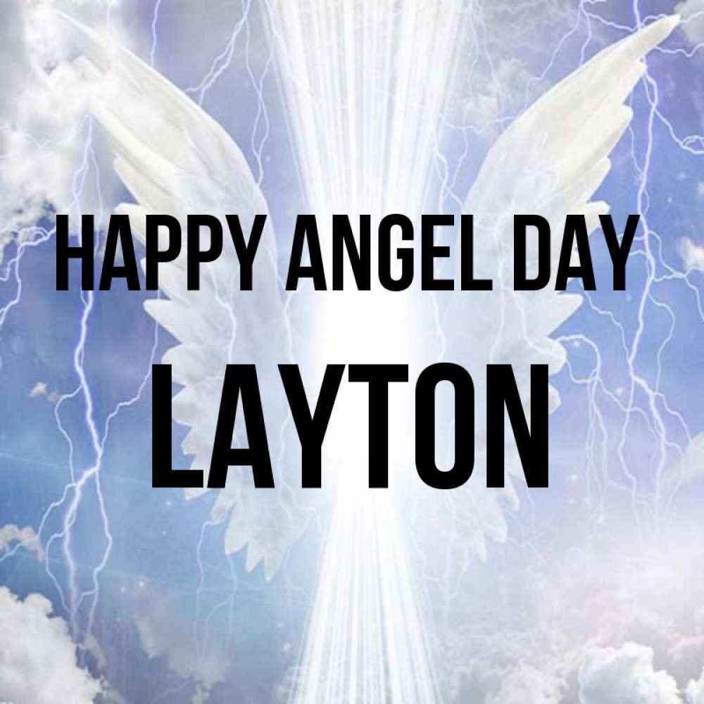 Greetings card с именем, Layton happy angel day молнии на небе и свет Greetings with text for free download 