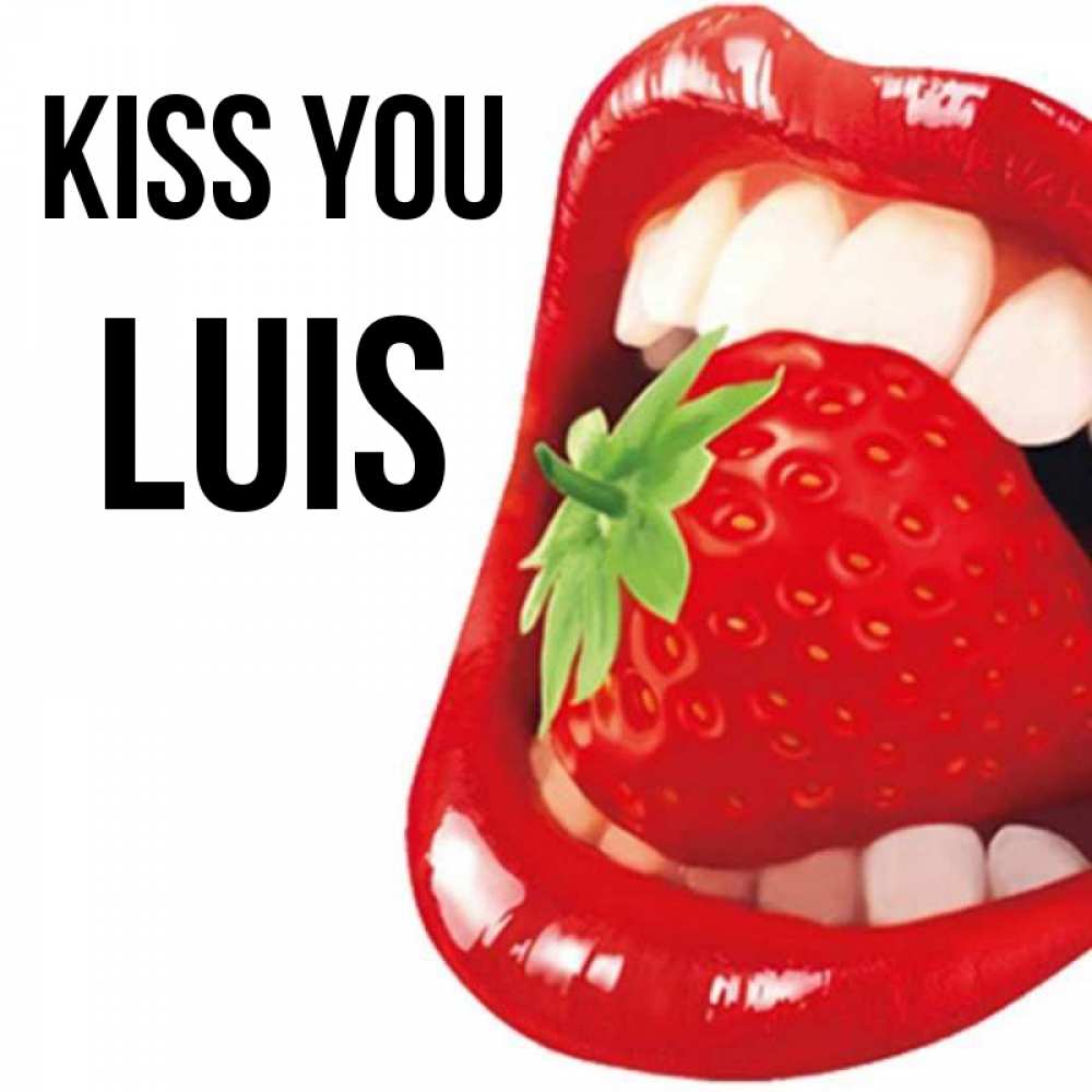 Greetings card с именем, Luis Kiss you открытка с яркими губами Greetings with text for free download 