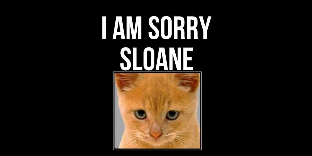 Greetings card с именем, Sloane I am sorry рыжий грустный кот просит прощения Greetings with text for free download 