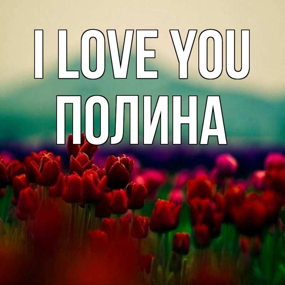 Greetings card с именем, Полина I love you тюльпаны 4 Greetings with text for free download 