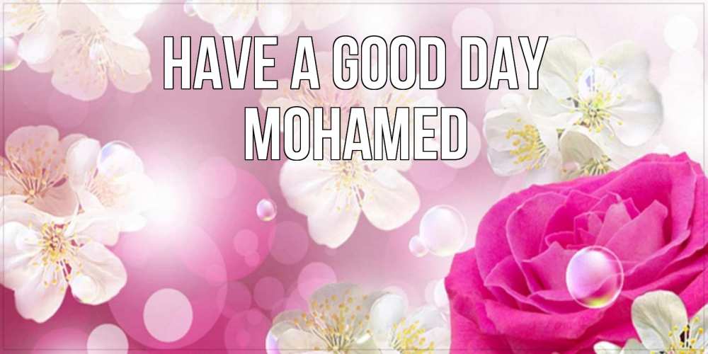Greetings card с именем, Mohamed Have a good day красивые цветы Greetings with text for free download 