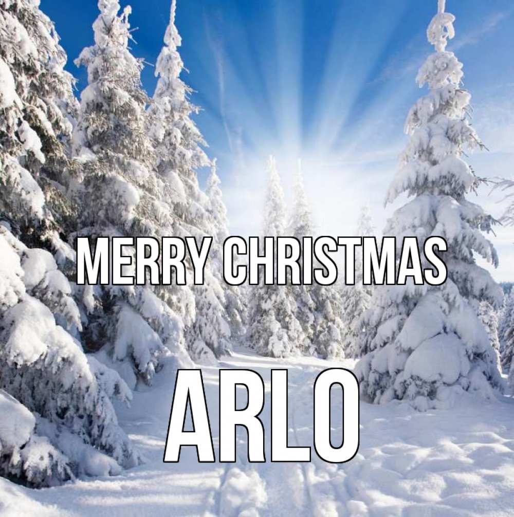 Greetings card с именем, Arlo Merry Christmas зима, лес Greetings with text for free download 