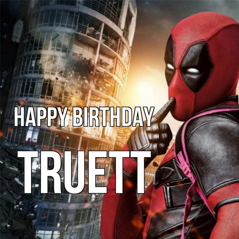 Greetings card с именем, Truett Happy Birthday с супергероями Greetings with text for free download 