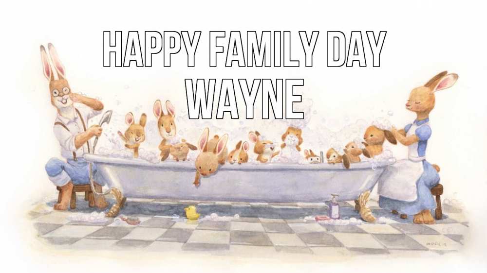 Greetings card с именем, Wayne happy family day с днем семьи Greetings with text for free download 