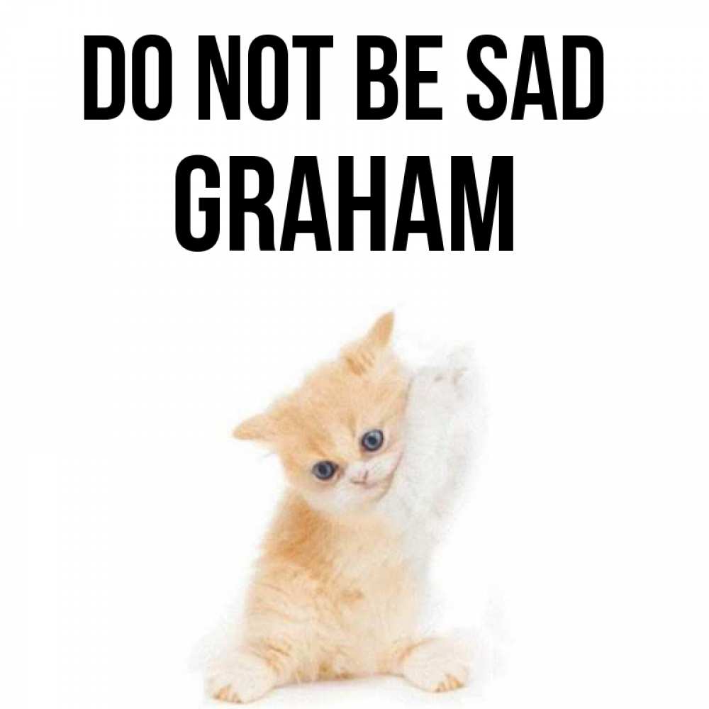 Greetings card с именем, Graham Do not be sad просящий кот Greetings with text for free download 