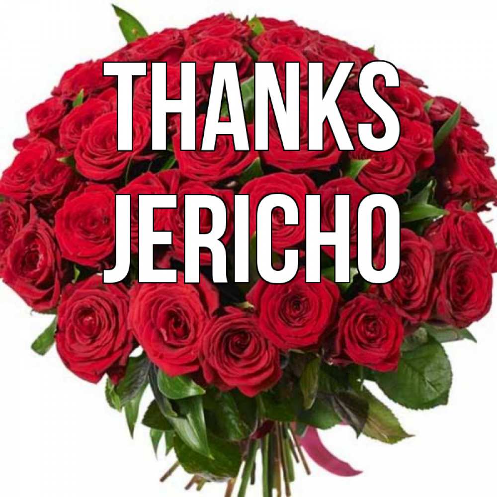 Greetings card с именем, Jericho Thanks букет красных роз Greetings with text for free download 