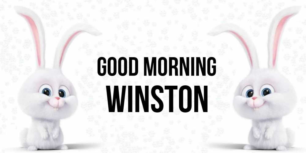 Greetings card с именем, Winston Good morning кролики с длинными ушками Greetings with text for free download 