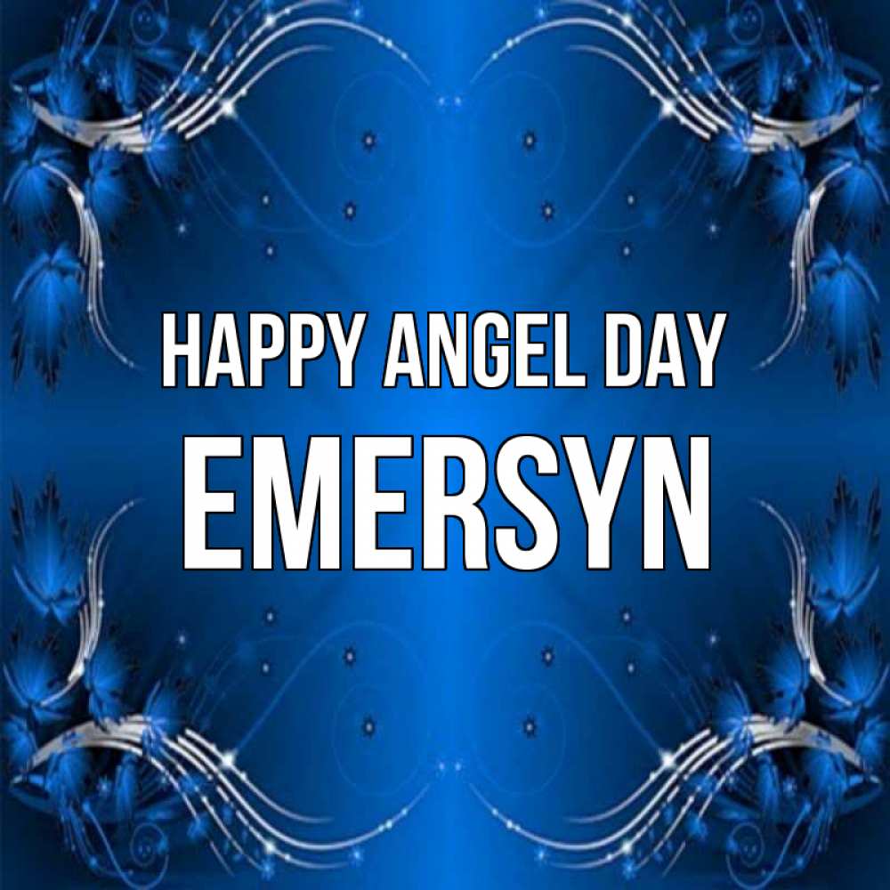 Greetings card с именем, Emersyn happy angel day красивая рамочка с узорами Greetings with text for free download 