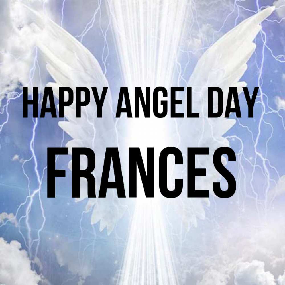 Greetings card с именем, Frances happy angel day молнии на небе и свет Greetings with text for free download 