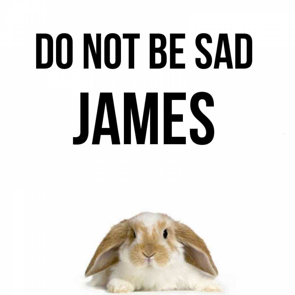 Greetings card с именем, James Do not be sad коричнево белый заяц с большими ушками Greetings with text for free download 