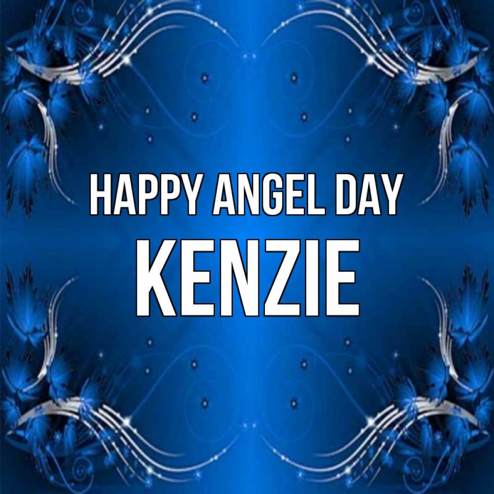 Greetings card с именем, Kenzie happy angel day красивая рамочка с узорами Greetings with text for free download 