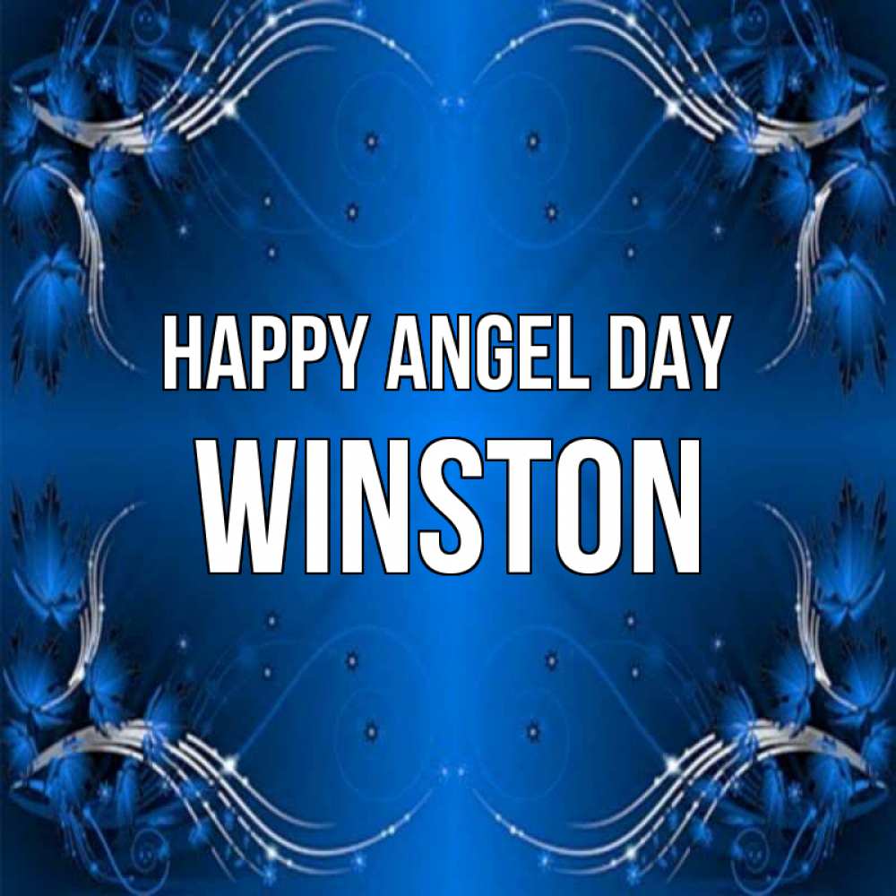 Greetings card с именем, Winston happy angel day красивая рамочка с узорами Greetings with text for free download 